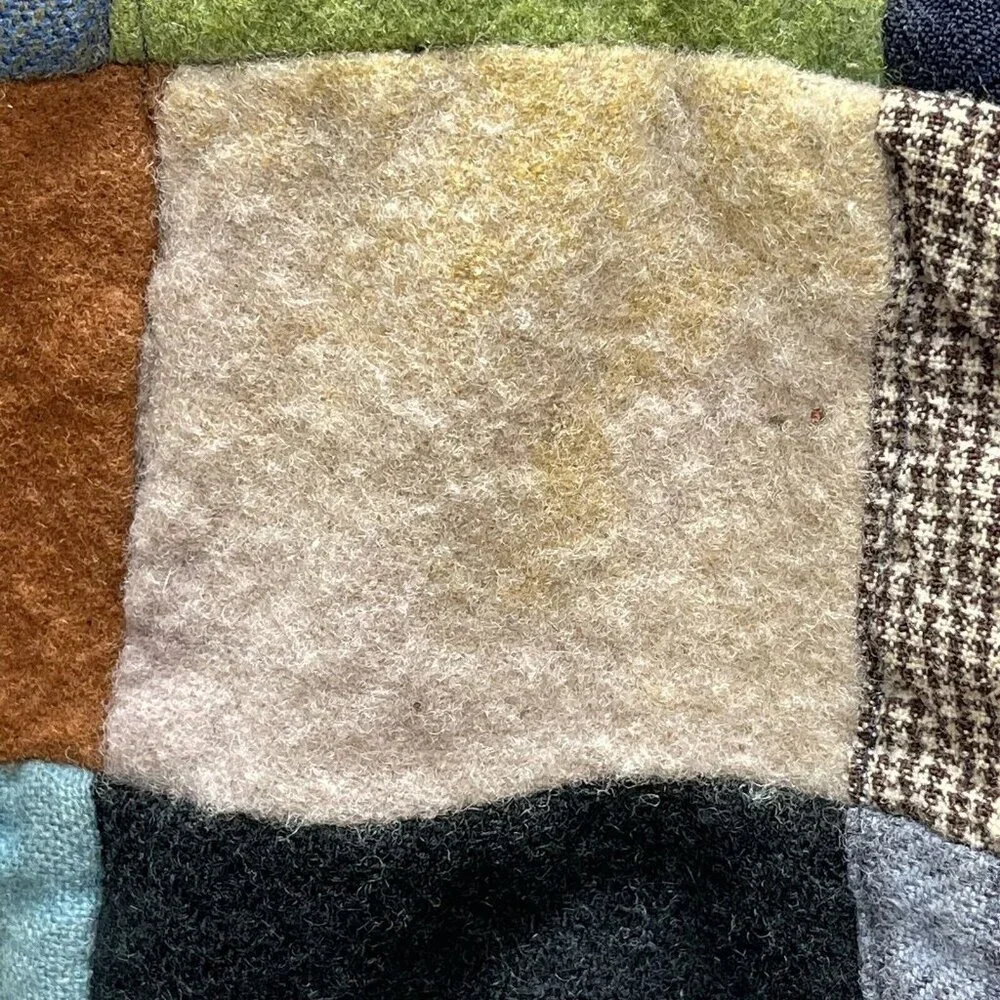 Quilt - Vintage Handmade WOOL Patchwork Flannel Wool Lined Lap Pad 40